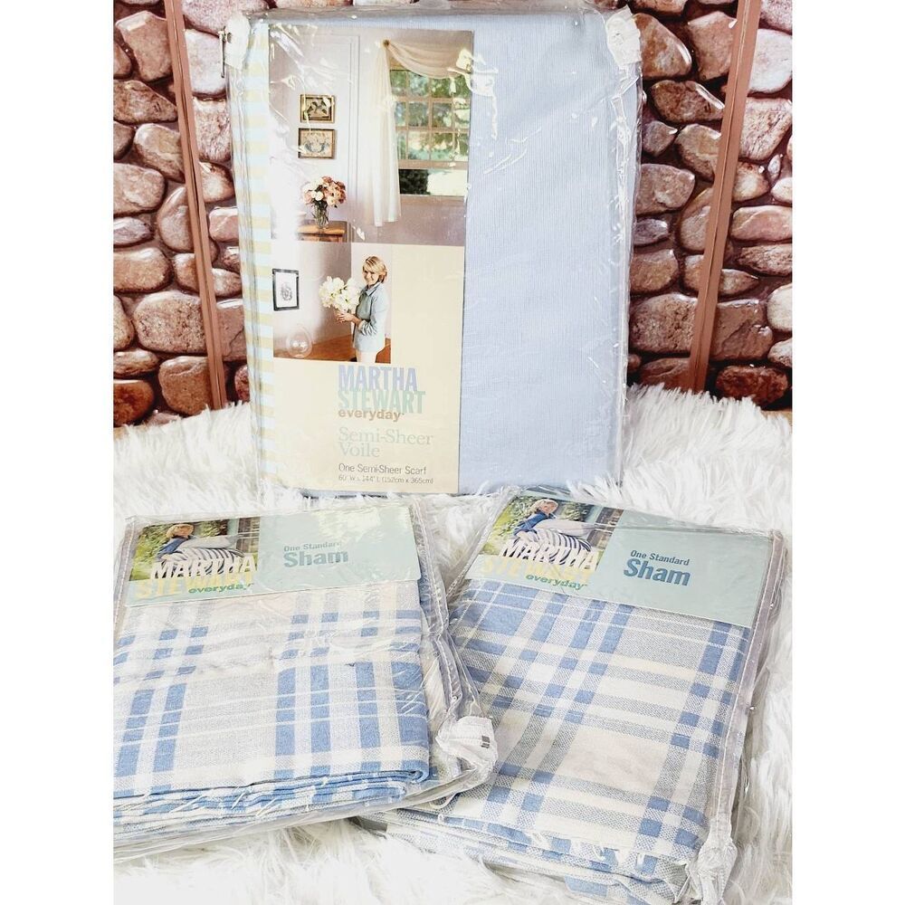 1990's Martha Stewart Semi Sheer Voile and Two Standard Shams #B2